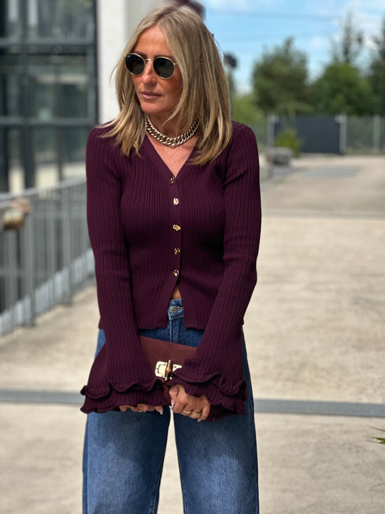 Gilet manches larges M5091 Bordeaux