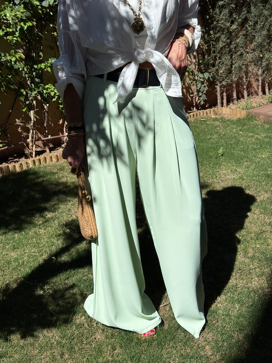 Pantalon palazzo ceinture fluide 190115