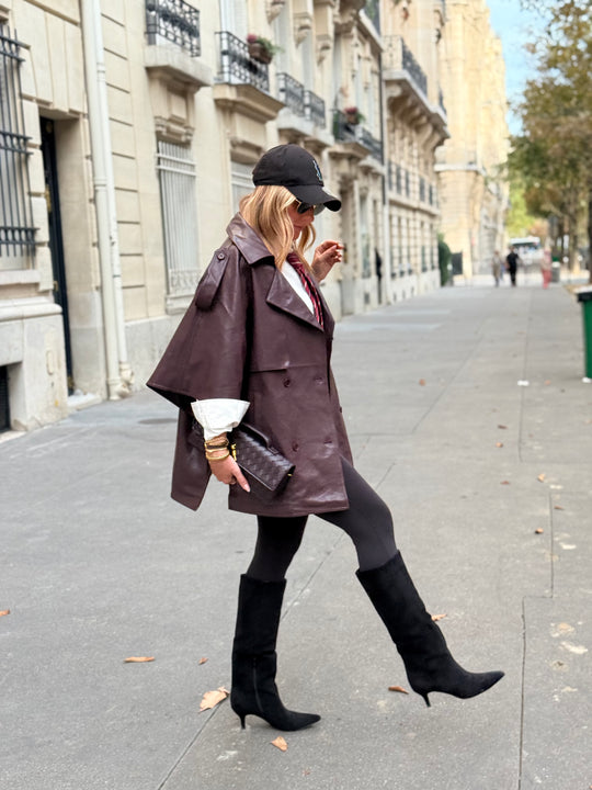 Trench Cape en similicuir Bordeaux 16205