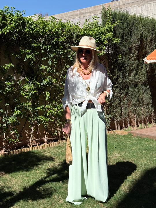 Pantalon palazzo ceinture fluide 190115