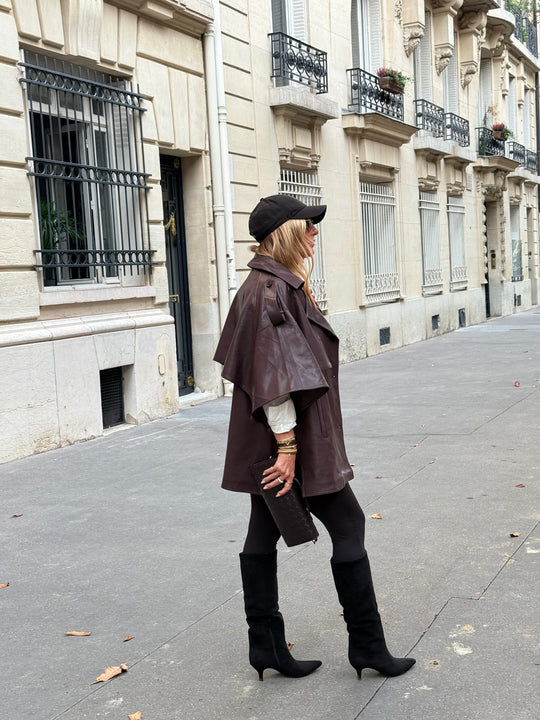 Trench Cape en similicuir Bordeaux 16205