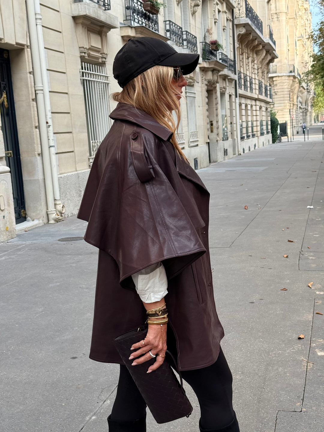 Trench Cape en similicuir Bordeaux 16205