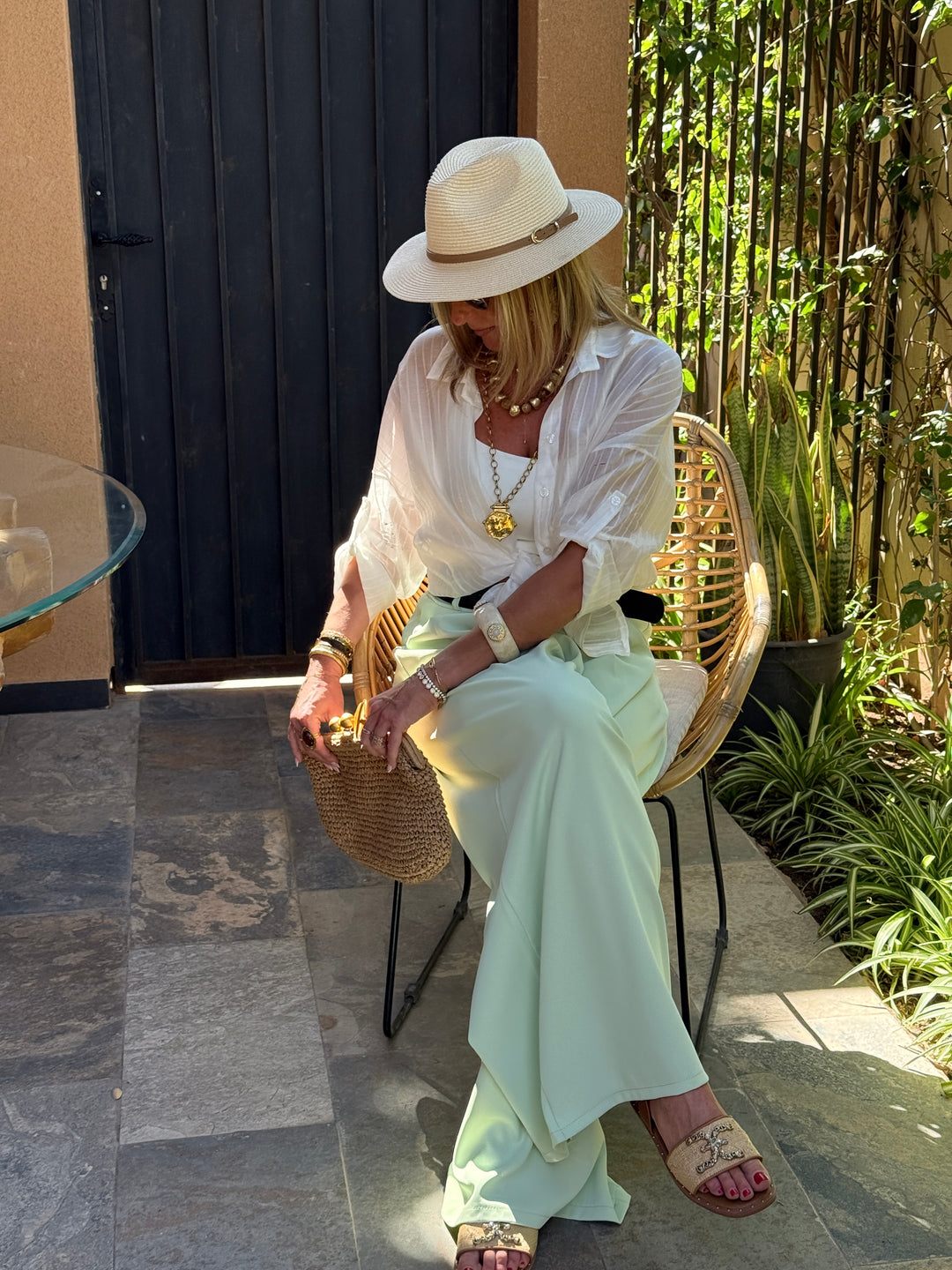 Pantalon palazzo ceinture fluide 190115