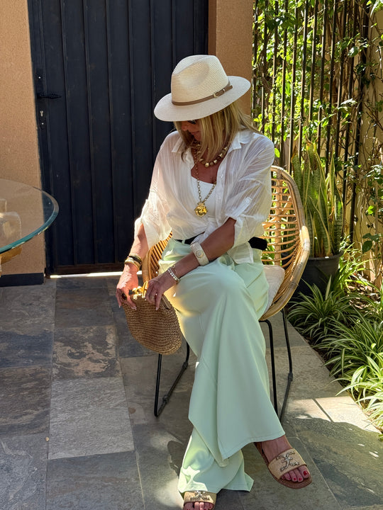 Pantalon palazzo ceinture fluide 190115