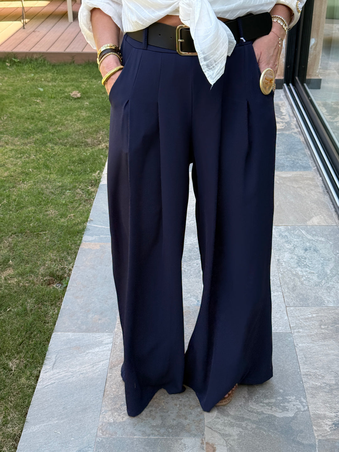 Pantalon palazzo ceinture fluide 190115