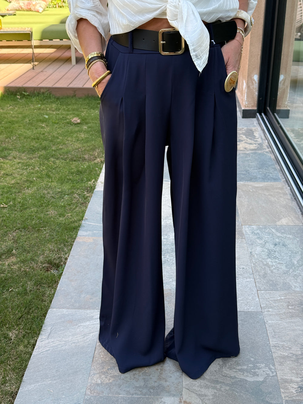 Pantalon palazzo ceinture fluide 190115