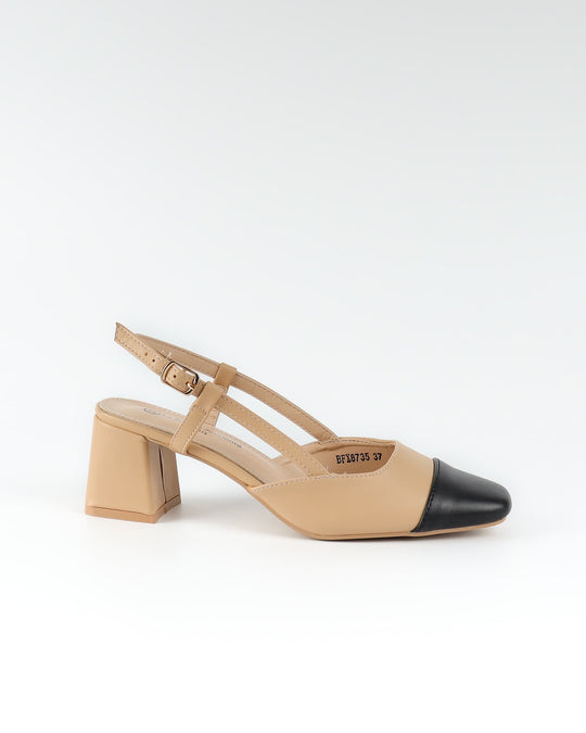 Sandal talon carré camel chacha