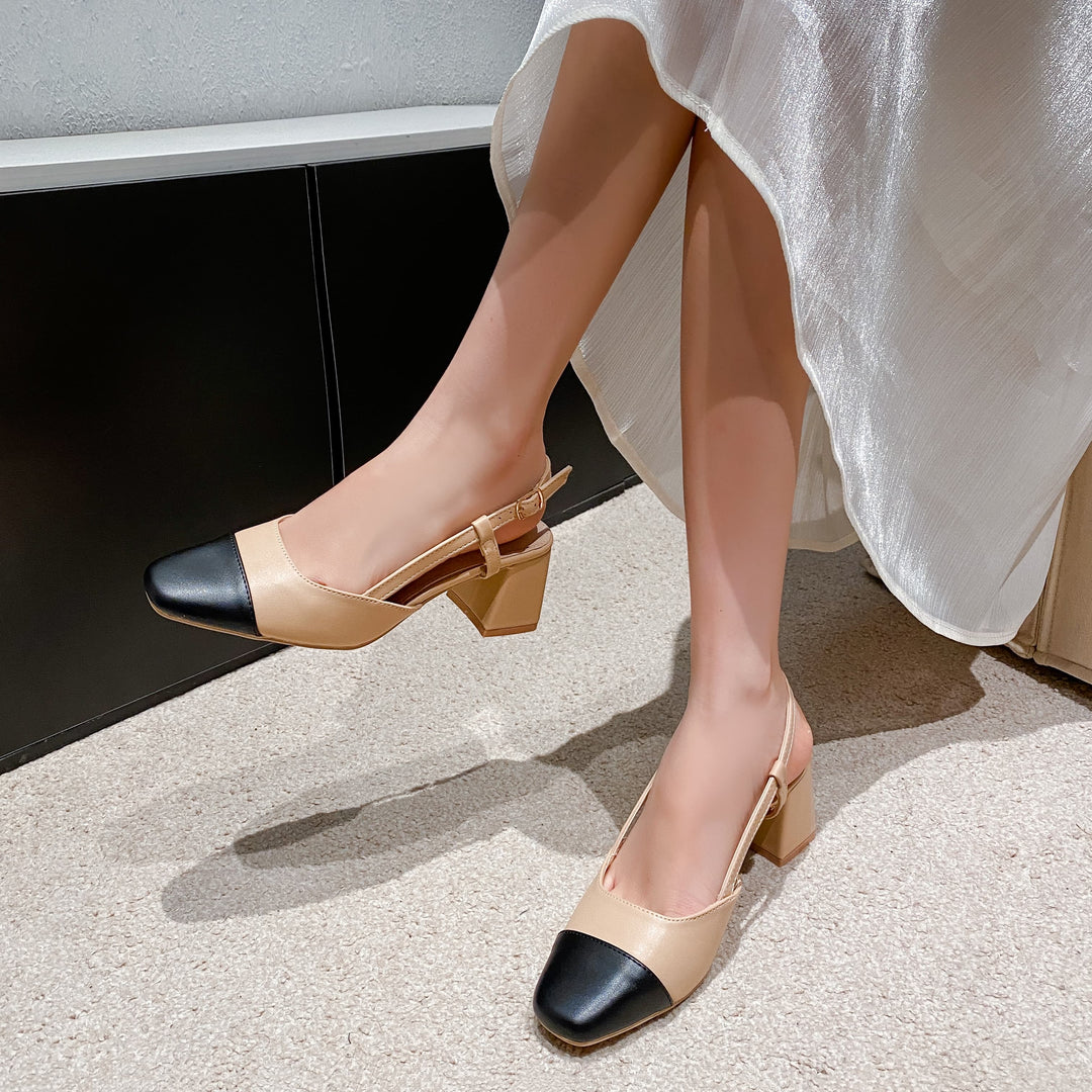 Sandal talon carré camel chacha
