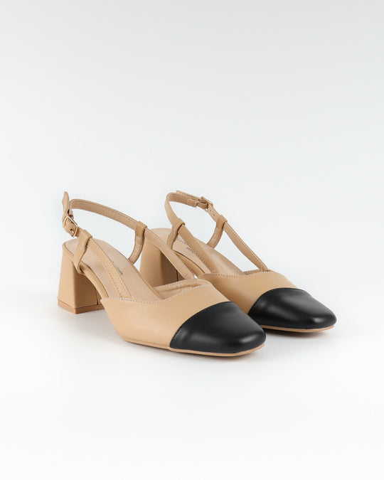 Sandal talon carré camel chacha
