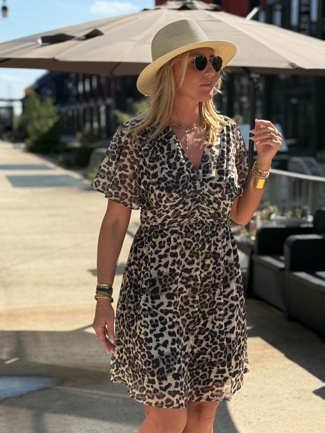 Robe court lurex léopard 018