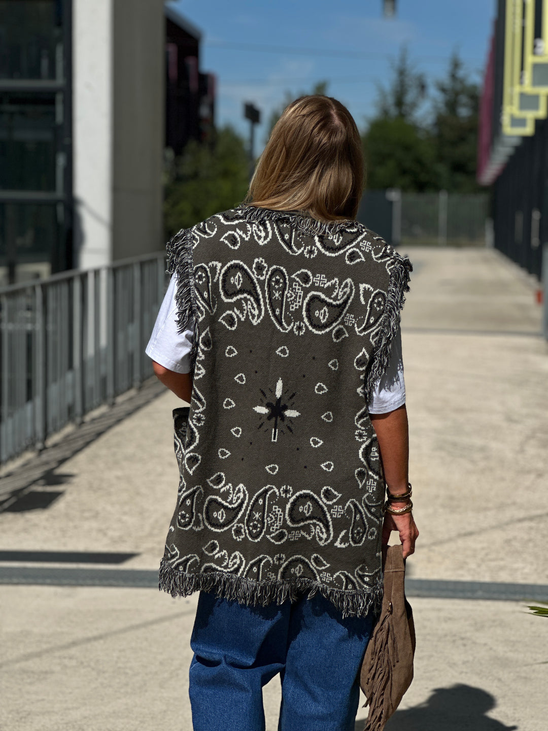 Gilet long bandana frange 331