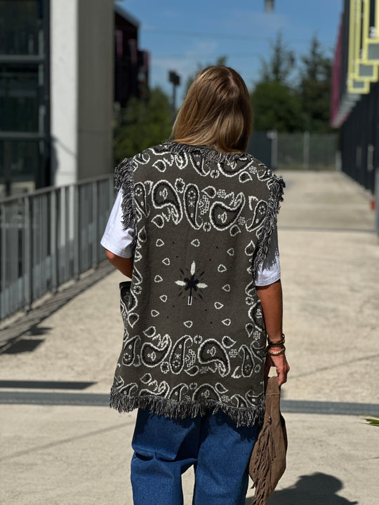 Gilet long bandana frange 331