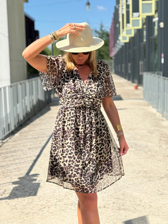 Robe court lurex léopard 018