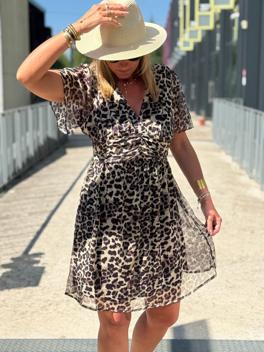 Robe court lurex léopard 018