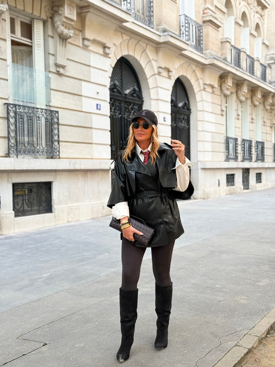 Trench Cape en similicuir Noir 16205