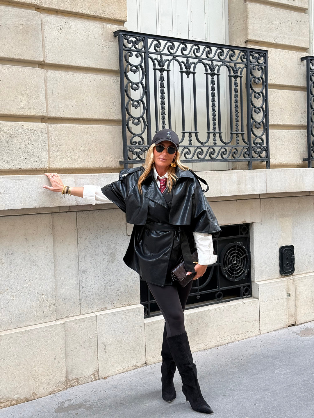 Trench Cape en similicuir Noir 16205