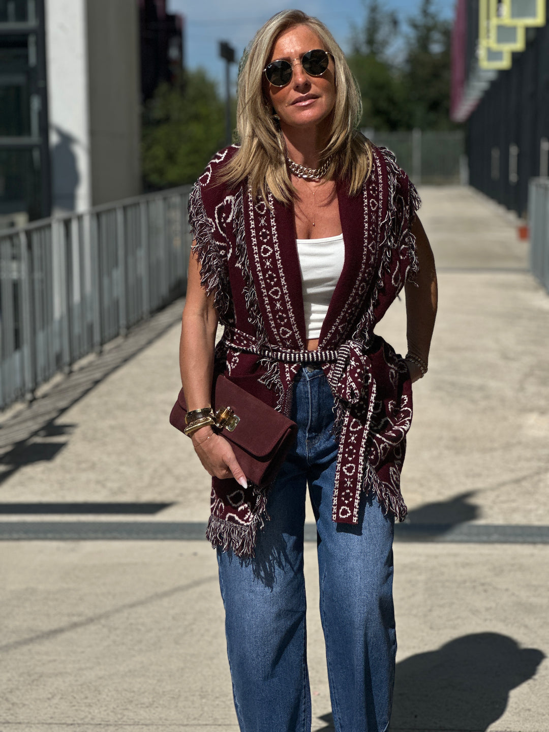 Gilet long bandana frange 331