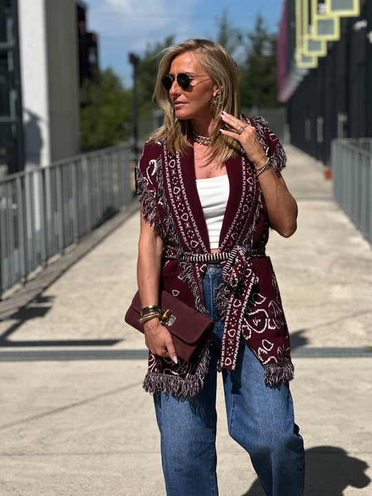 Gilet long bandana frange 331