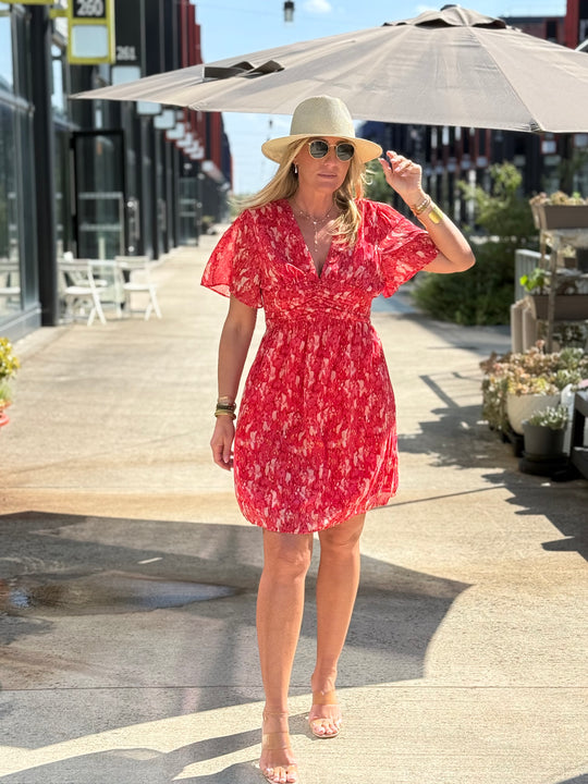 Robe court fleuri rose 887