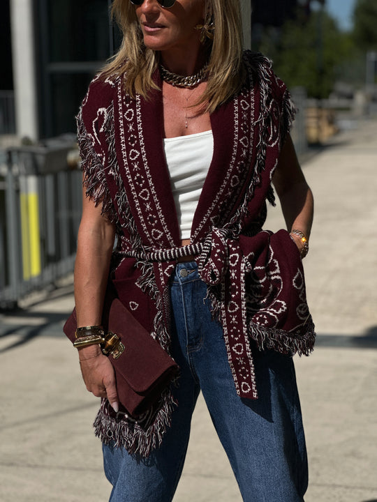 Gilet long bandana frange 331