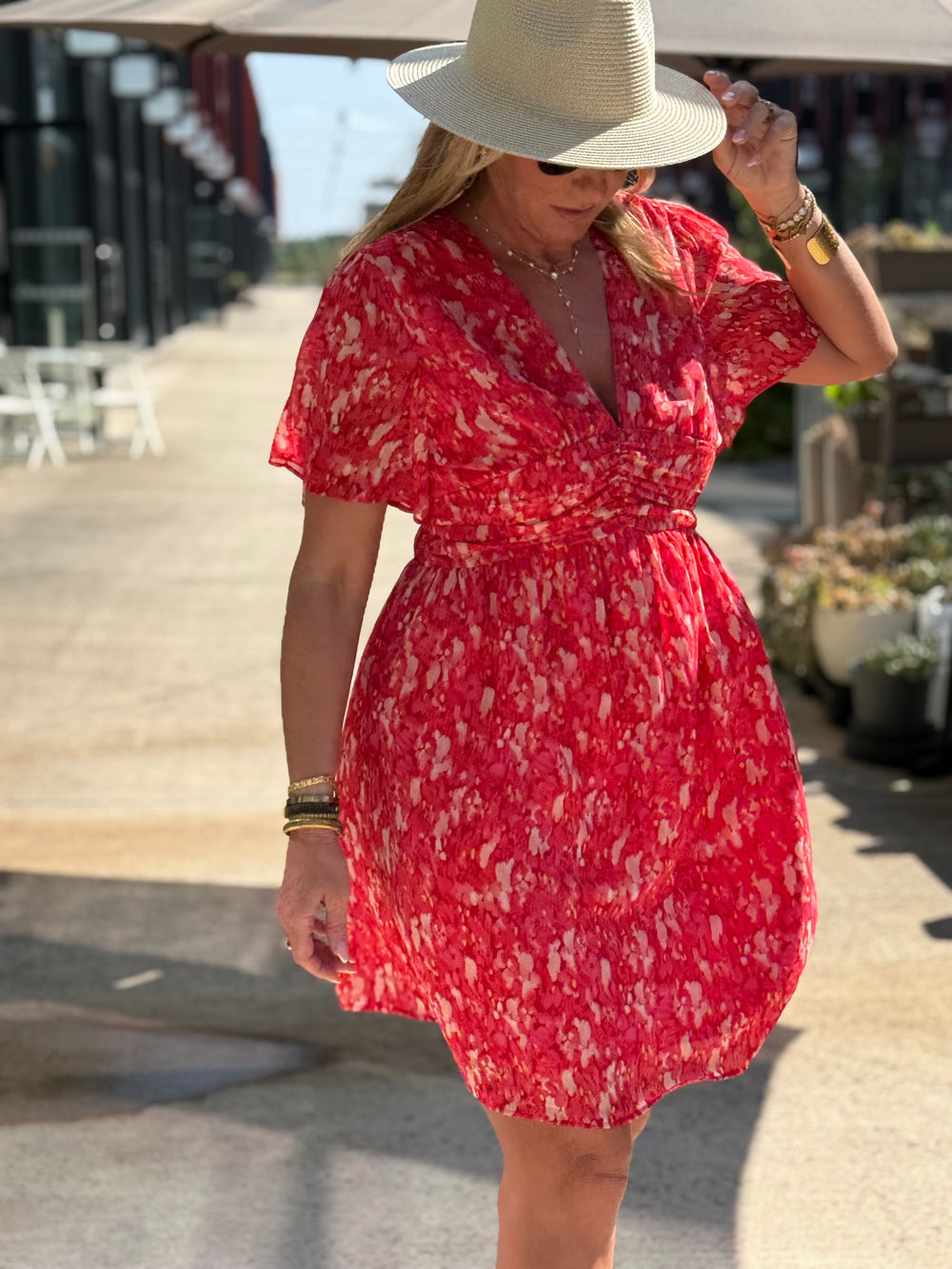 Robe court fleuri rose 887