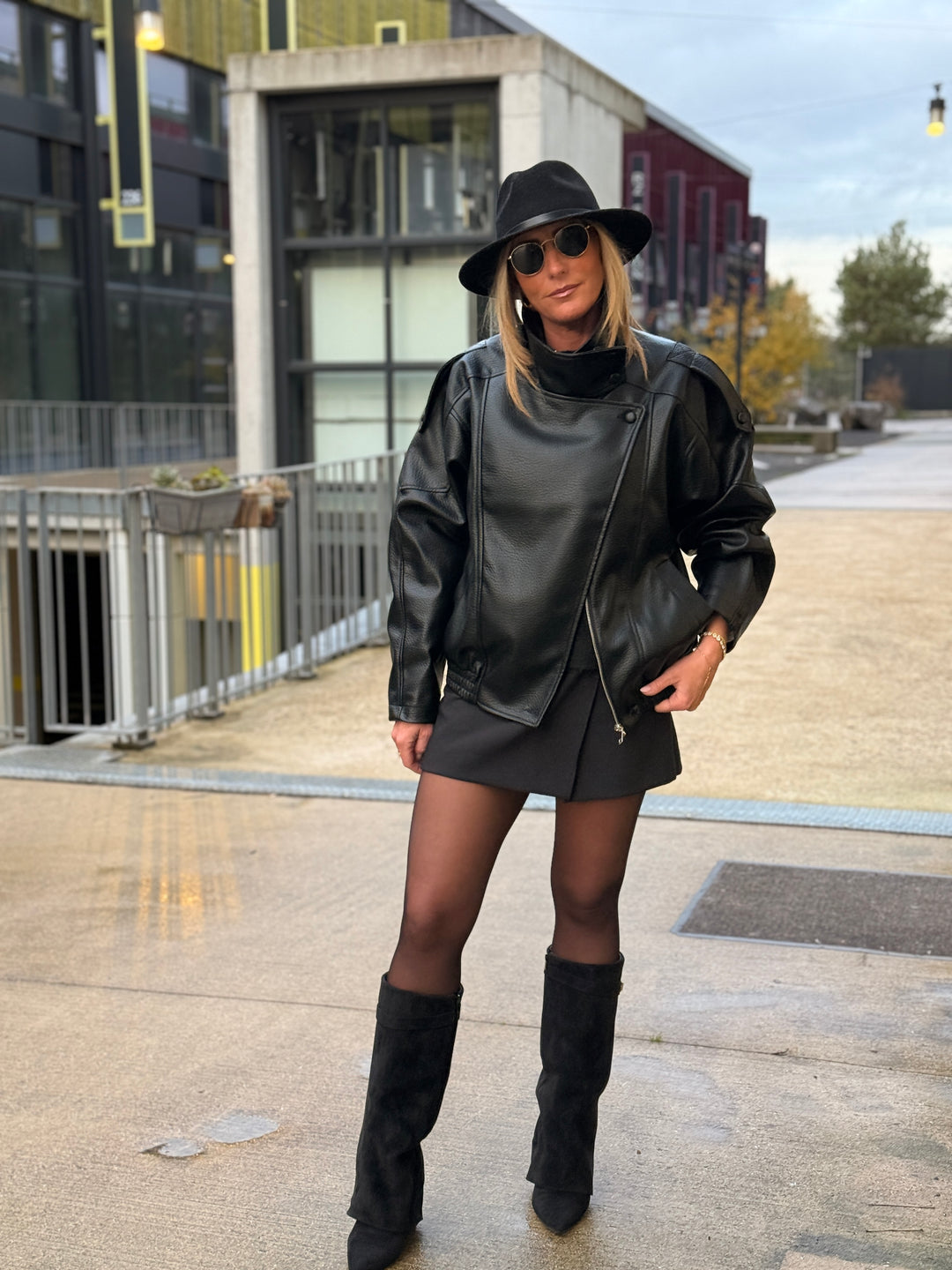 Veste bomber similicuir noir 8822