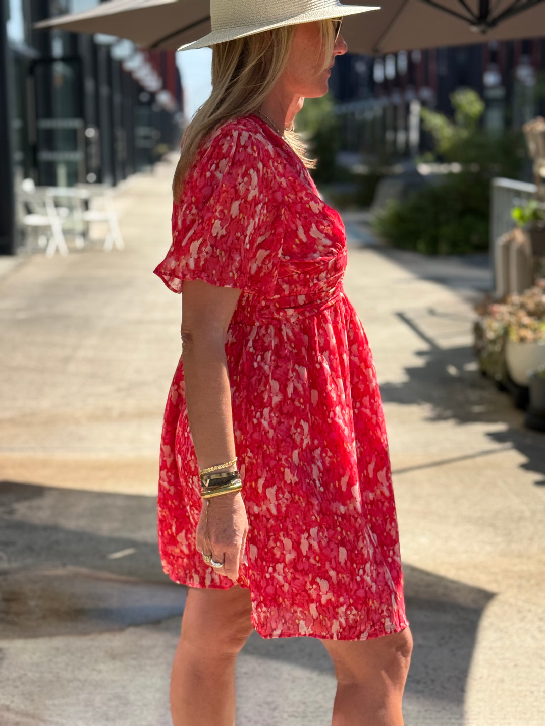 Robe court fleuri rose 887