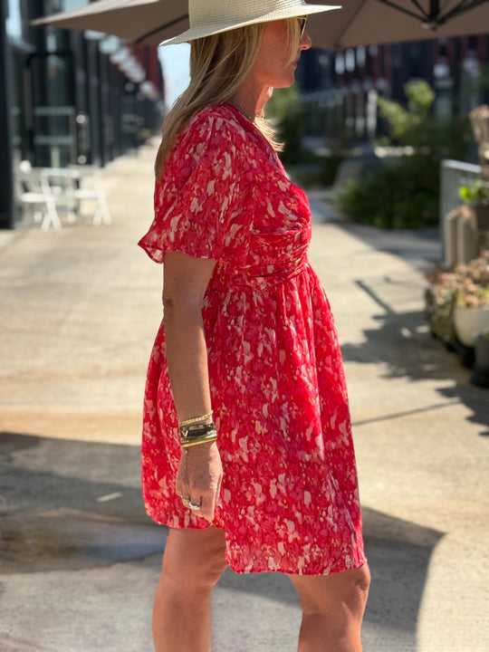 Robe court fleuri rose 887