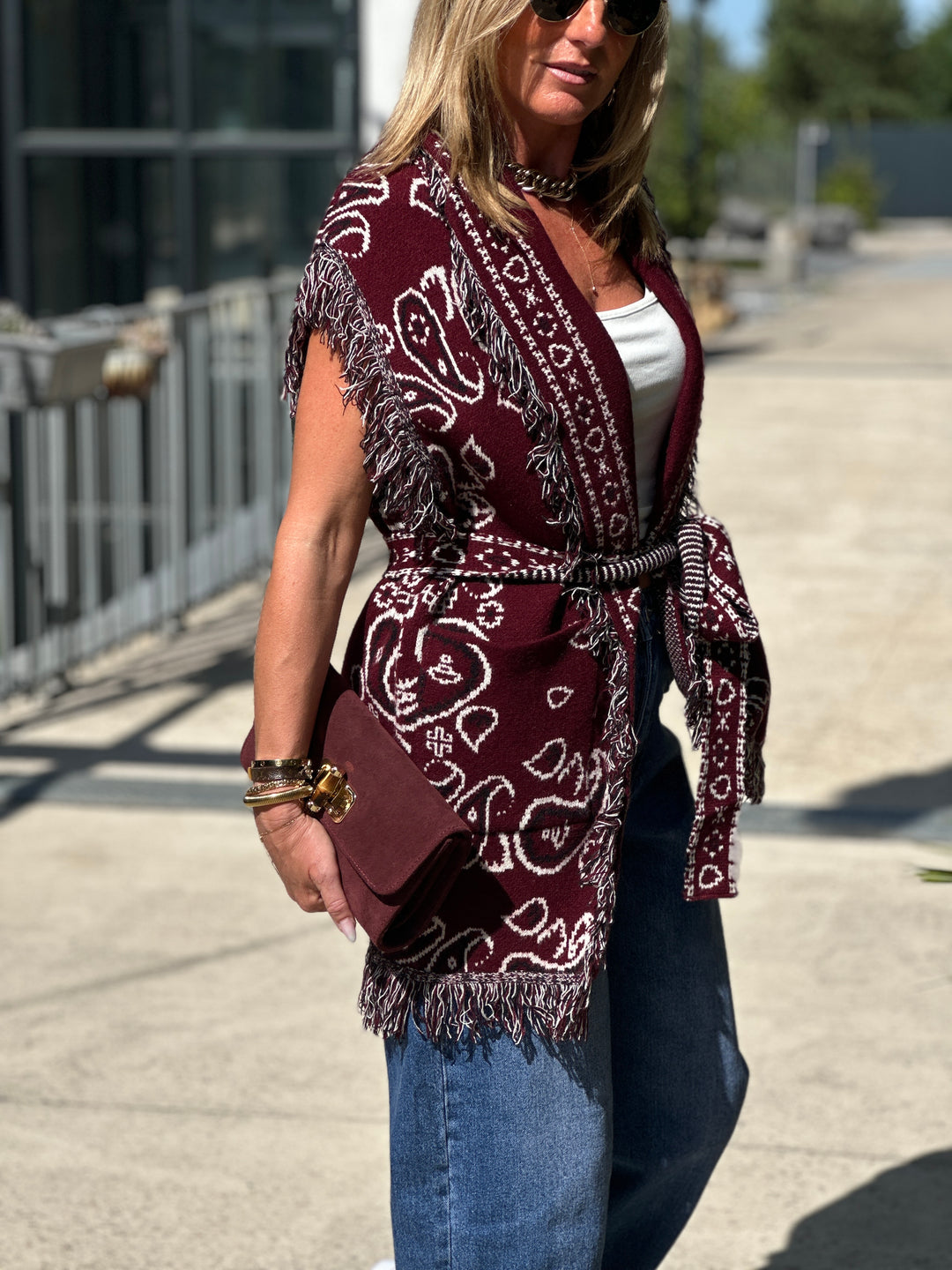 Gilet long bandana frange 331