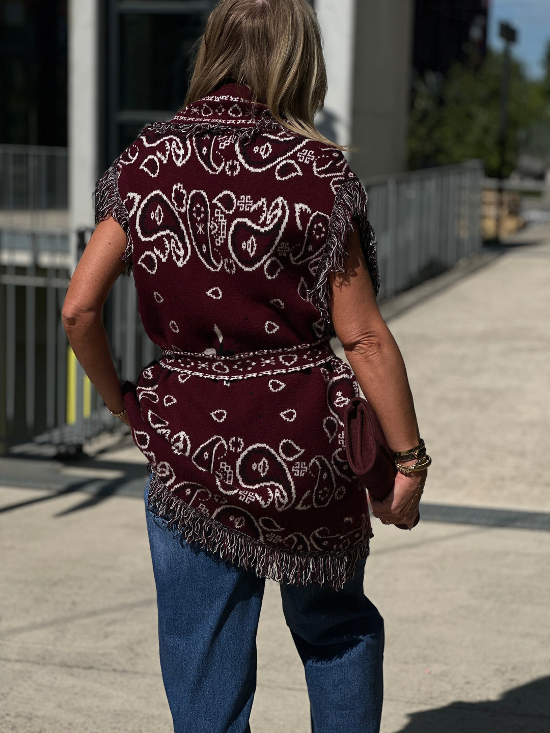 Gilet long bandana frange 331