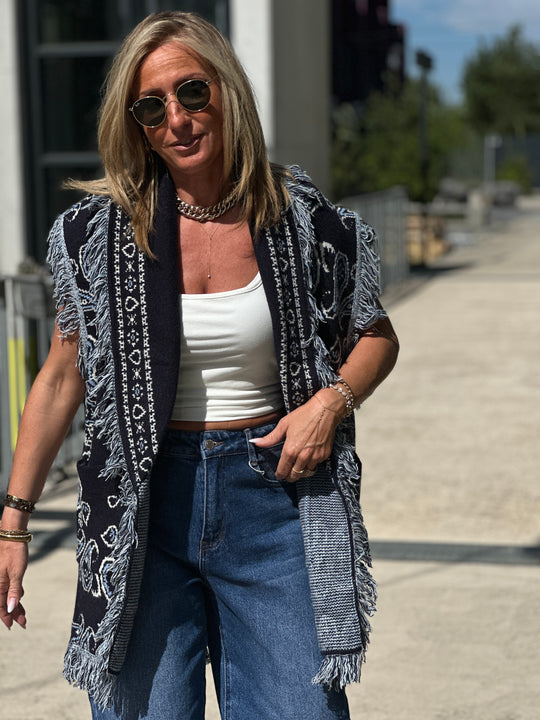 Gilet long bandana frange 331