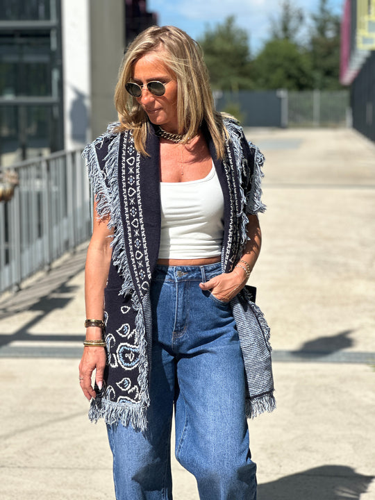 Gilet long bandana frange 331