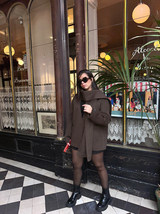 Veste cachemire choco avec écharpe 3161