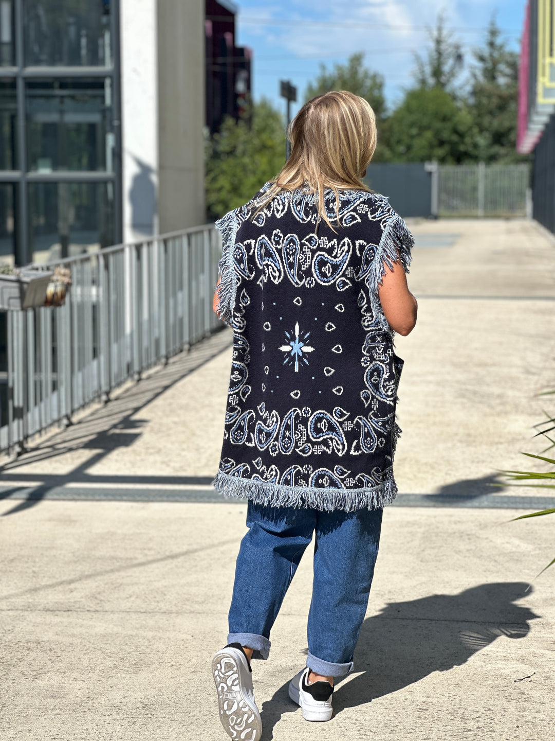 Gilet long bandana frange 331