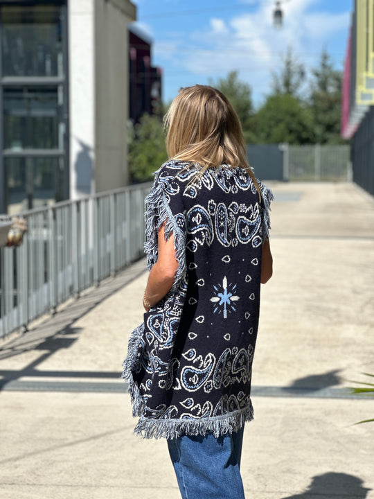 Gilet long bandana frange 331