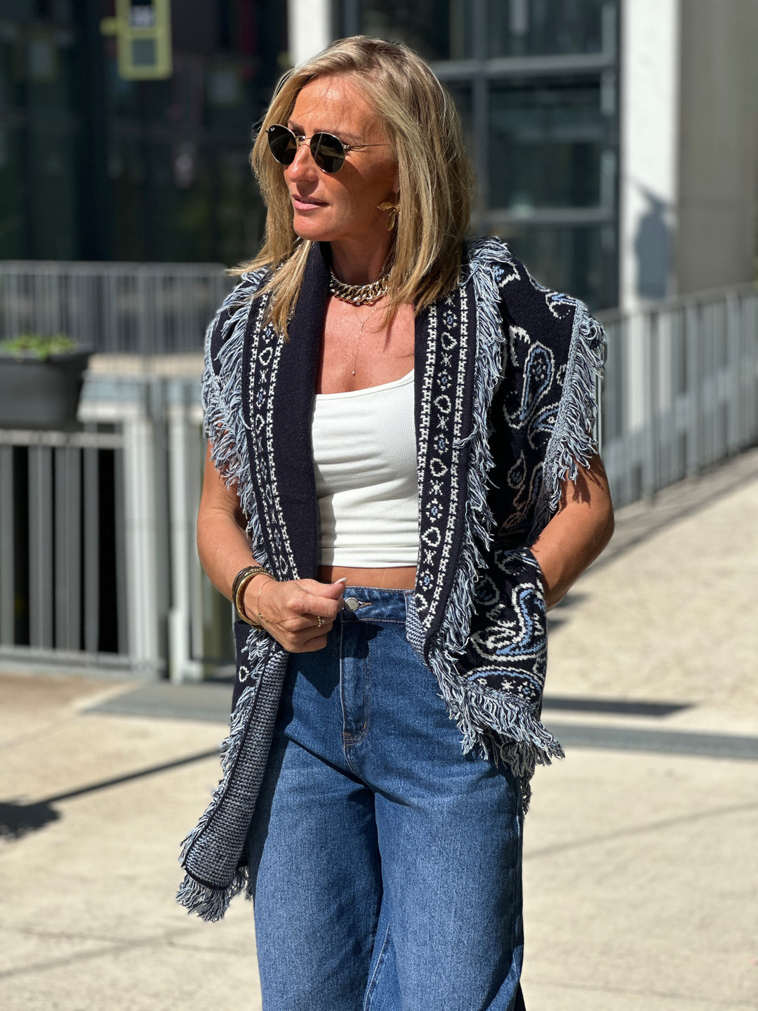 Gilet long bandana frange 331