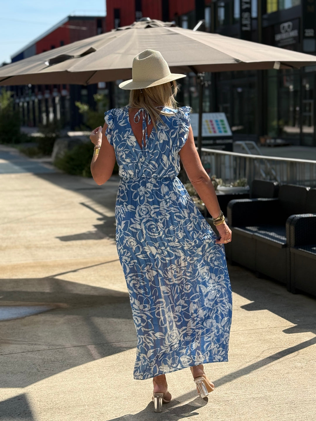 Robe lurex fleuri bleu 759