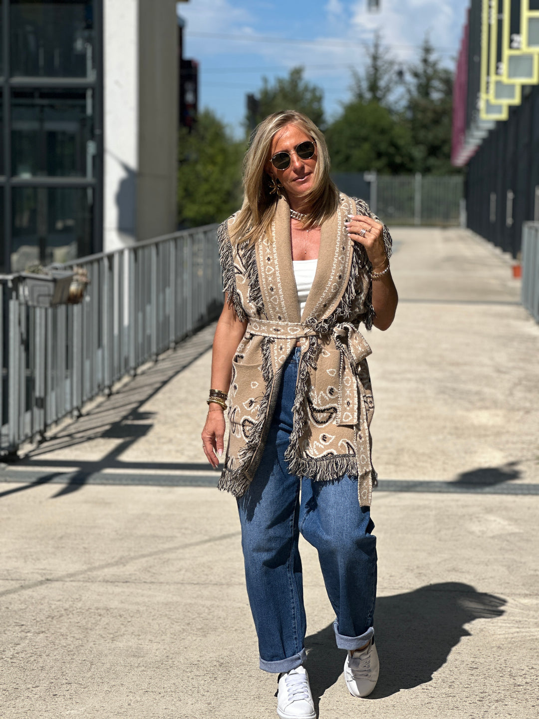Gilet long bandana frange 331