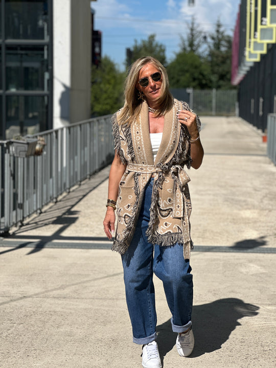 Gilet long bandana frange 331