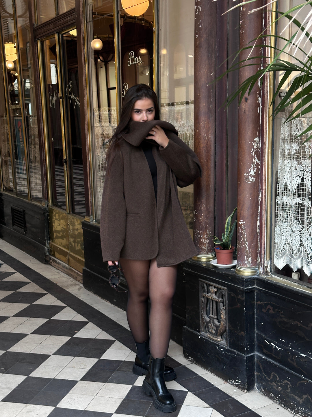 Veste cachemire choco avec écharpe 3161