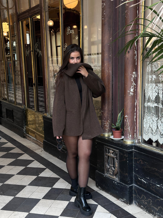 Veste cachemire choco avec écharpe 3161