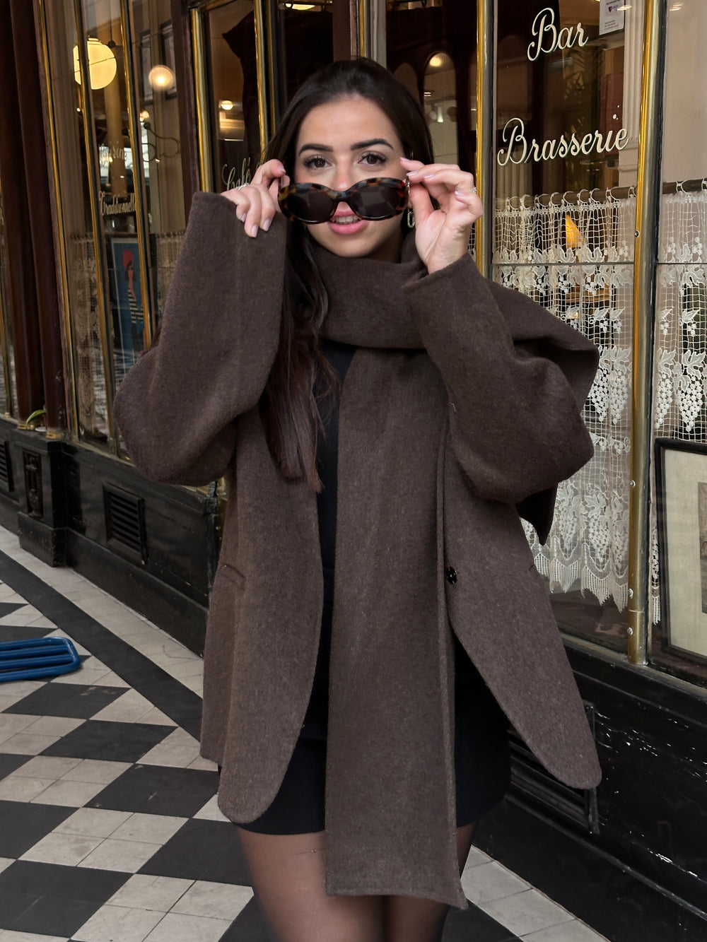 Veste cachemire choco avec écharpe 3161