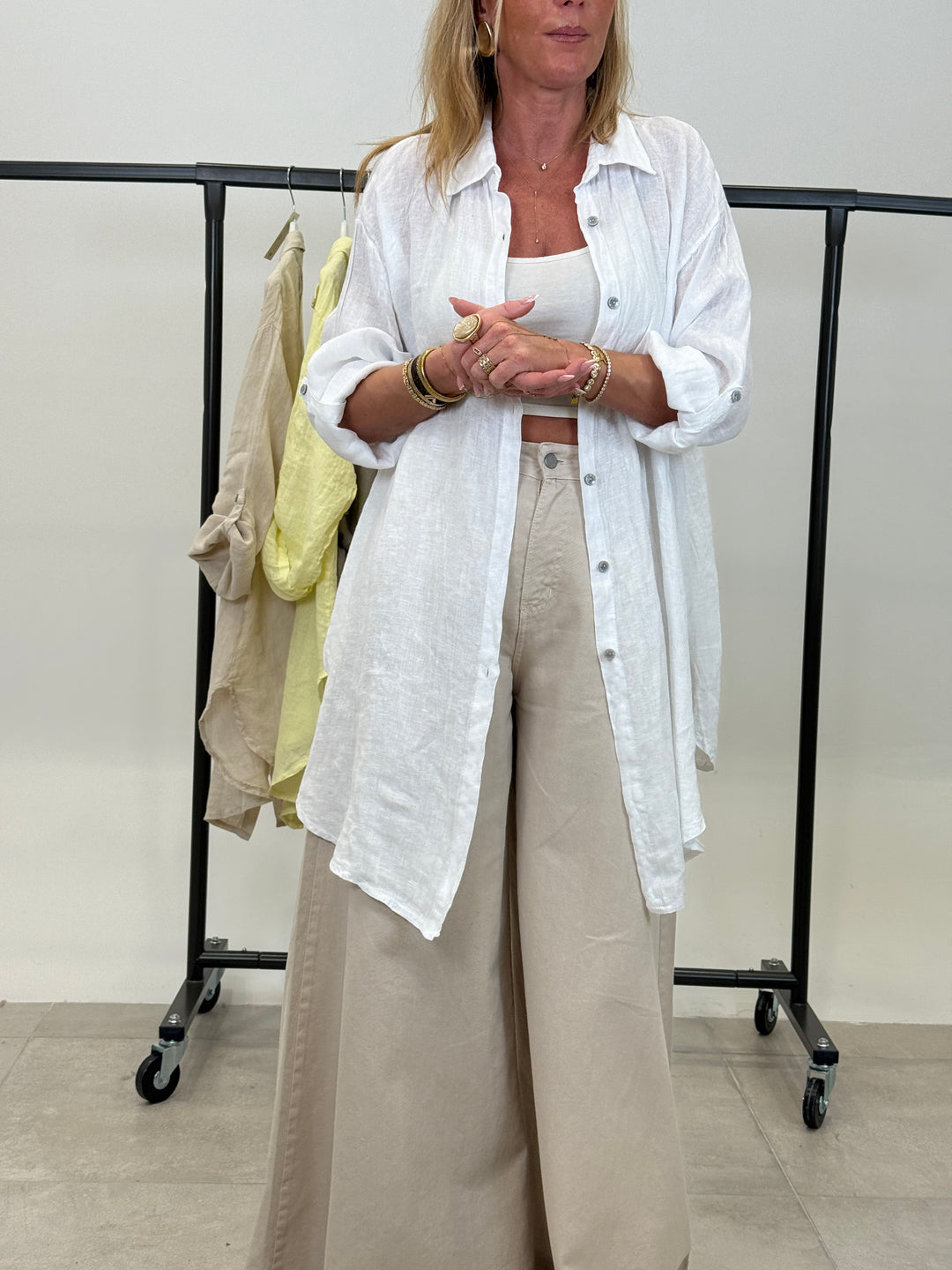 Chemise lin dos ouvert 56023