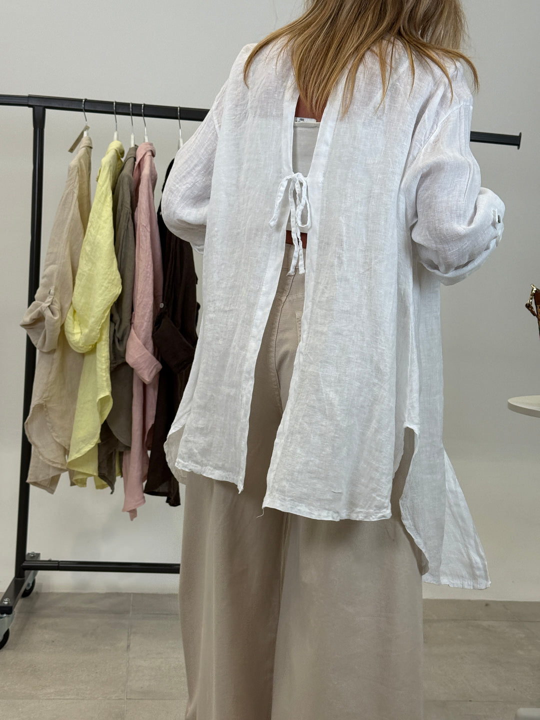 Chemise lin dos ouvert 56023