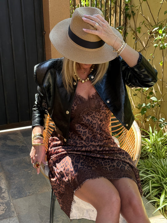 Robe longue satin léopard 12119