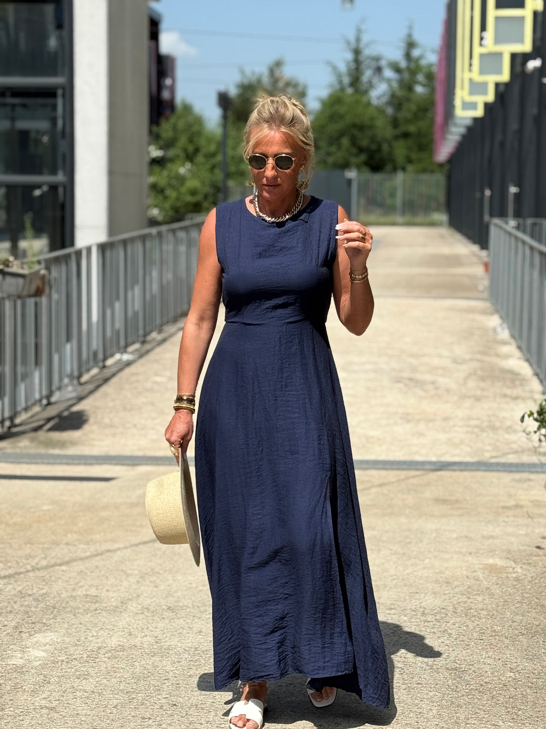 Robe longue à noeud MARINE