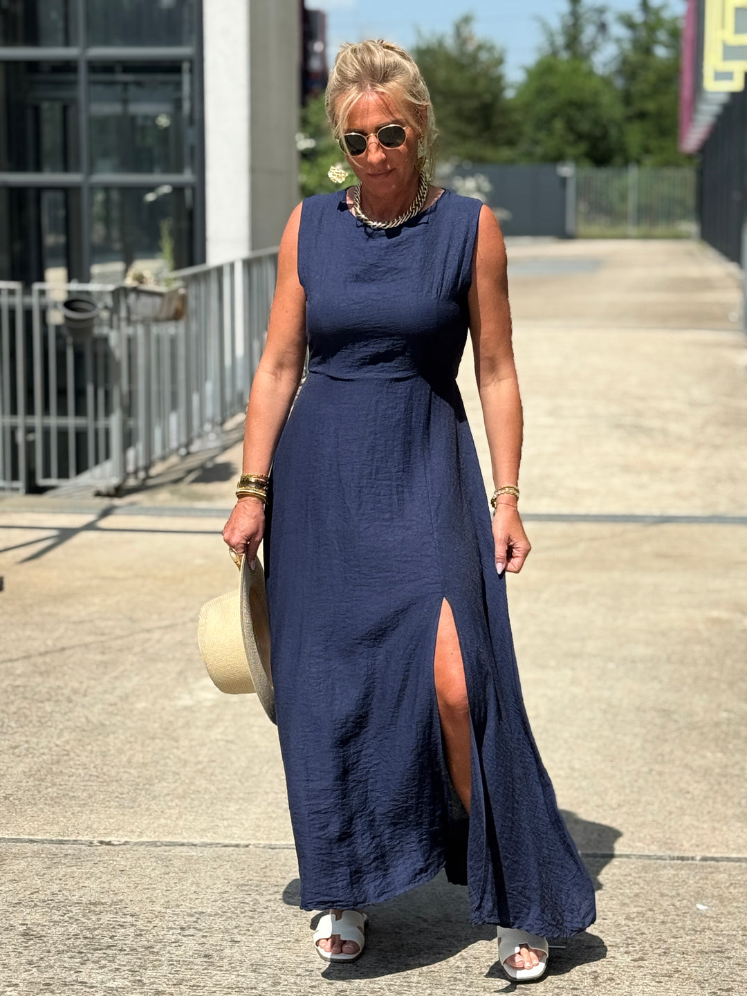Robe longue à noeud MARINE