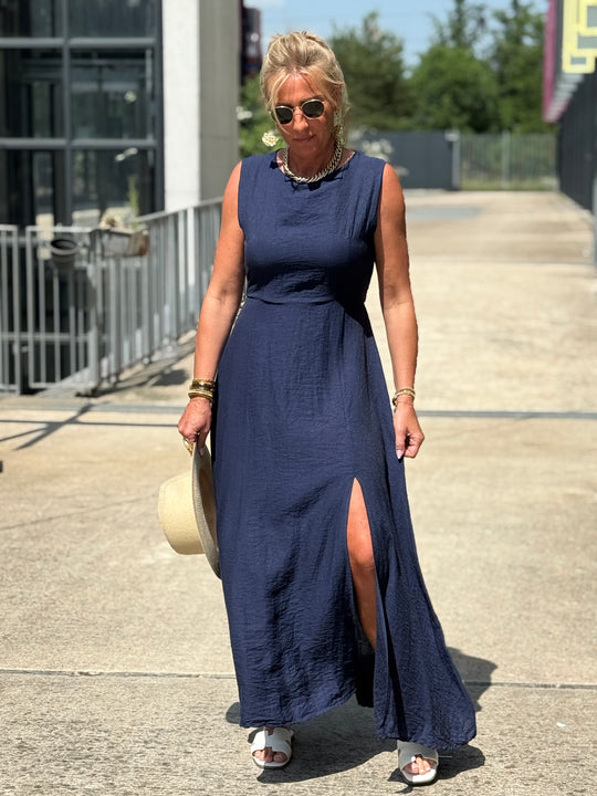 Robe longue à noeud MARINE