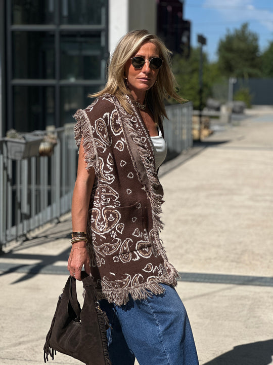 Gilet long bandana frange 331