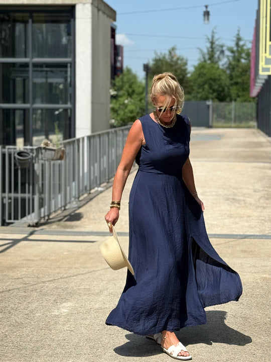 Robe longue à noeud MARINE